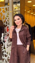 3192 BİHTER İPEK QUPRA TAKIM KAHVERENGİ - 