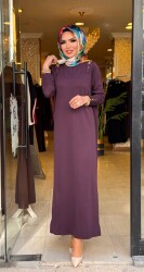 3390 OMZU KEMERLİ ELBİSE MÜRDÜM - 
